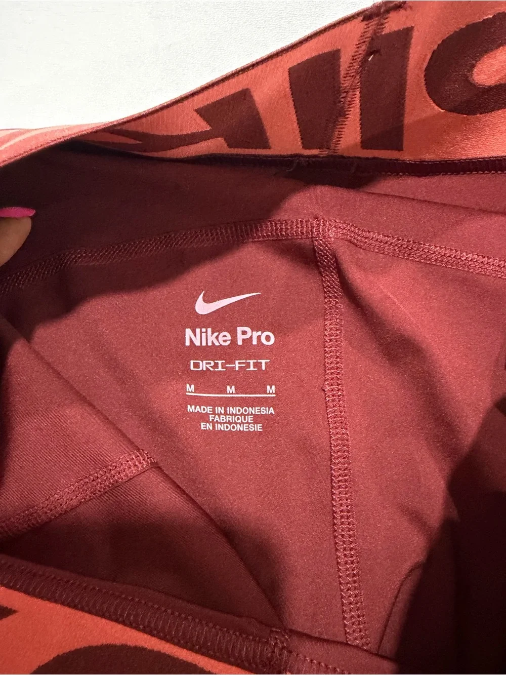 Nike Maroon Leggings with Coral Waistband